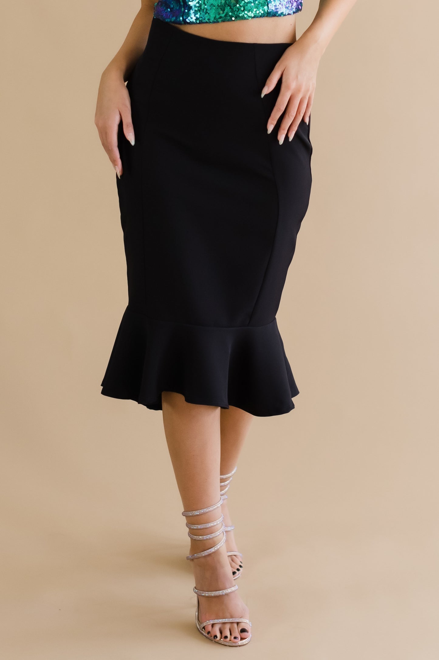 Pencil Skirt with Ruffle