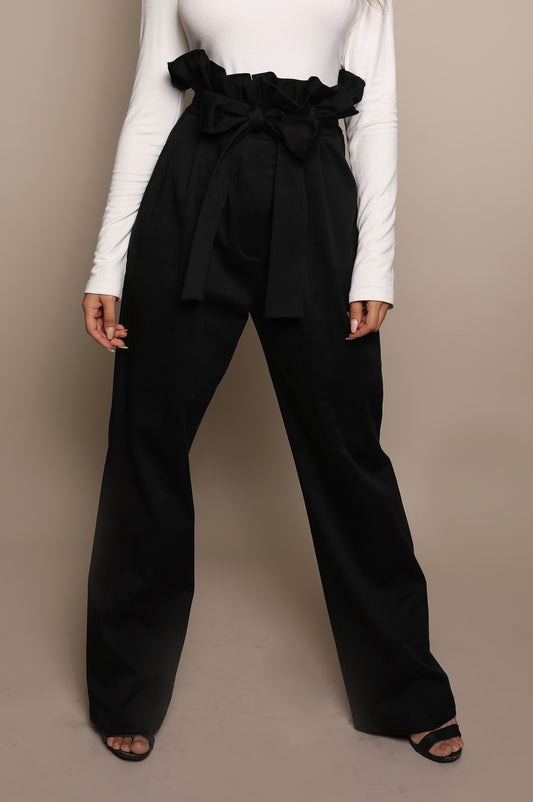 High Waist Ruffle Wide Leg Pant