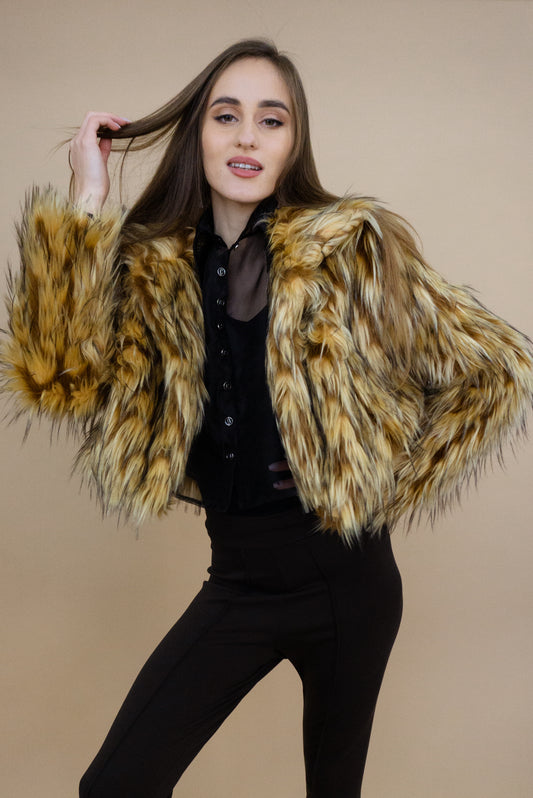 Brown/Tan Faux Fur Coat